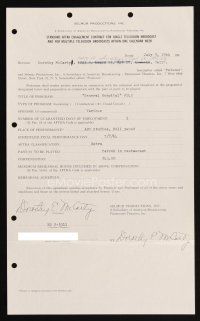 6t062 DOROTHY MCCARTY signed contract '64 black African American actress as General Hospital extra!