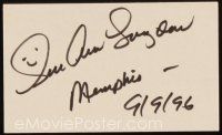 6t159 SUE ANE LANGDON signed 3x5 index card '96 can be framed & displayed with a repro still!