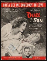 6t221 DUEL IN THE SUN signed sheet music '47 by Jennifer Jones, Gregory Peck AND Joseph Cotten!
