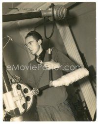 6t337 ALLEN BROOKS signed 7x9 still '38 great image of the MGM sound man on the set by Graybill!