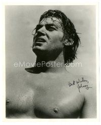 6t610 JOHNNY WEISSMULLER signed 8x10 REPRO still '80s great barechested close up of the Tarzan star!