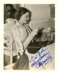 6t389 MYRNA LOY signed 8x10 still '36 weaving table mats between scenes of After the Thin Man!