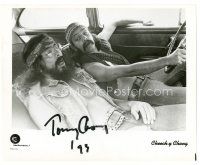 6t433 TOMMY CHONG signed 8x10 music publicity still '70s his latest album with Cheech, c/u in car!