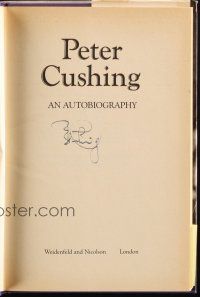 6t187 PETER CUSHING signed first edition English hardcover book '86 on his autobiography!