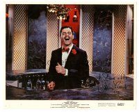 6t363 JERRY LEWIS signed color 8x10 still '64 wacky laughing close up behind bar from The Patsy!