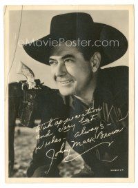 6t334 JOHNNY MACK BROWN signed 5x7 fan photo '30s cowboy c/u w/ BOTH real AND facsimile signatures!