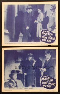 6w796 CRIME DOCTOR'S MAN HUNT 2 LCs '46 Warner Baxter, Ellen Drew, from famous radio program!