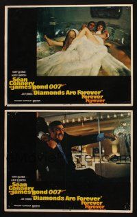 6w804 DIAMONDS ARE FOREVER 2 int'l LCs '71 Sean Connery as James Bond, sexy Jill St. John!