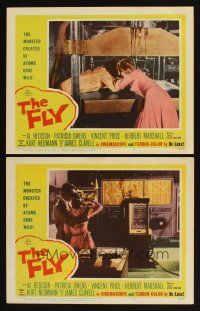 6w819 FLY 2 LCs '58 classic sci-fi, Patricia Owens tries to kill the thing her husband had become!