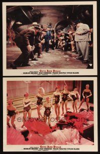 6w835 GUYS & DOLLS 2 photolobbies '55 Marlon Brando gambling & line up of sexy dancers!