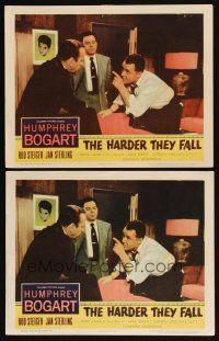6w837 HARDER THEY FALL 2 LCs '56 Humphrey Bogart, Rod Steiger, boxing drama!