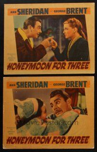 6w845 HONEYMOON FOR THREE 2 LCs '41 Ann Sheridan, George Brent, kisstory is made tonight!