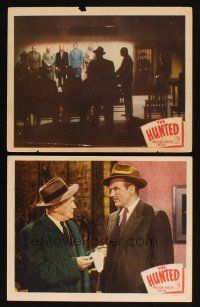 6w850 HUNTED 2 LCs '48 Preston Foster, film noir, cool image of line-up!