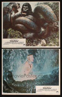 6w864 KING KONG 2 LCs '76 sexy topless Jessica Lang in giant ape's hand, Berkey artwork!