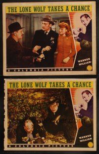6w879 LONE WOLF TAKES A CHANCE 2 LCs '41 Warren William in title role, June Storey!