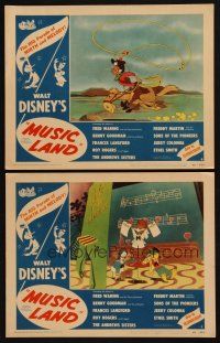 6w904 MUSIC LAND 2 LCs '55 cool art & images of Pecos Bill & other Disney characters!