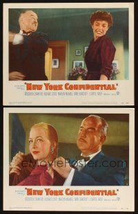 6w909 NEW YORK CONFIDENTIAL 2 LCs '55 Anne Bancroft slapped by Broderick Crawford!
