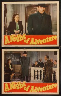 6w911 NIGHT OF ADVENTURE 2 LCs '44 Tom Conway & pretty Audrey Long in courtroom!