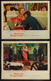 6w915 PARIS DOES STRANGE THINGS 2 LCs '57 Jean Renoir's Elena et les hommes, Ingrid Bergman!