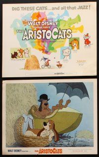 6w009 ARISTOCATS 9 LCs '71 Walt Disney feline jazz musical cartoon, great colorful images!