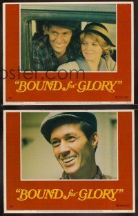 6w055 BOUND FOR GLORY 8 LCs '76 David Carradine as folk singer Woody Guthrie!