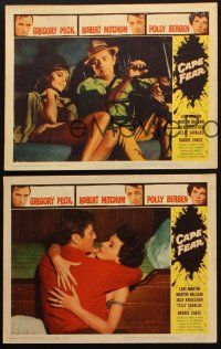 6w573 CAPE FEAR 3 LCs '62 Robert Mitchum, Polly Bergen, Gregory Peck, classic film noir!