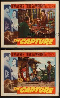 6w574 CAPTURE 3 LCs '50 Lew Ayres, Teresa Wright, early John Sturges film noir!