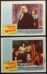 6w322 CRACK IN THE MIRROR 5 LCs '60 Orson Welles, Bradford Dillman, Juliette Greco, in dual roles!