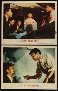 6w593 CRY TERROR 3 LCs '58 James Mason, Rod Steiger, Inger Stevens, noir, experience in suspense!