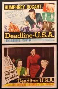 6w096 DEADLINE-U.S.A. 8 LCs '52 Bogart stands by witness thrown to death in printing press!