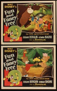 6w614 FUN & FANCY FREE 3 LCs '47 Disney cartoon, great image of bear with squirrels & rabbits!