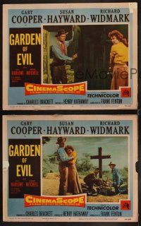6w615 GARDEN OF EVIL 3 LCs '54 Gary Cooper, sexy Susan Hayward & Richard Widmark!