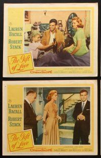 6w341 GIFT OF LOVE 5 LCs '58 cool images of pretty Lauren Bacall & Robert Stack!