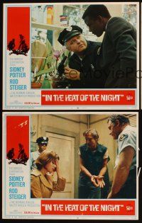 6w640 IN THE HEAT OF THE NIGHT 3 LCs '67 Sidney Poitier, Rod Steiger, crime classic!