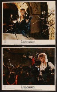 6w643 LABYRINTH 3 LCs '86 great image of David Bowie in his castle window with crystal balls!