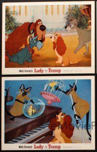 6w462 LADY & THE TRAMP 4 LCs R62 Walt Disney cartoon classic, Lady, Tramp & bad cats!