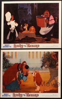 6w463 LADY & THE TRAMP 4 LCs R72 Walt Disney romantic canine dog classic cartoon!