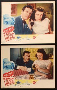 6w294 LARCENY IN HER HEART 6 LCs '46 Hugh Beaumont as detective Michael Shayne!