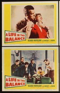 6w254 LIFE IN THE BALANCE 7 LCs '55 early Ricardo Montalban, Anne Bancroft, Lee Marvin!