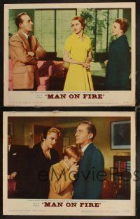 6w473 MAN ON FIRE 4 LCs '57 Bing Crosby & Mary Fickett battle over Malcolm Brodrick!