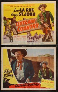 6w182 OUTLAW COUNTRY 8 LCs '48 Lash La Rue as twin brothers, one the law, one the outlaw, Fuzzy!