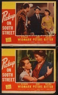 6w494 PICKUP ON SOUTH STREET 4 LCs '53 Richard Widmark & Jean Peters in Samuel Fuller noir classic!