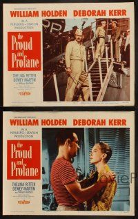 6w498 PROUD & PROFANE 4 LCs '56 William Holden, Deborah Kerr, Thelma Ritter, World War II!