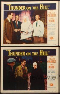 6w385 THUNDER ON THE HILL 5 LCs '51 Claudette Colbert, 6 desperate people hiding one guilty secret!