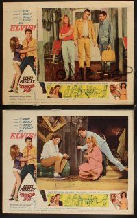 6w714 TICKLE ME 3 LCs '65 Elvis Presley laughs at the rain, but Jocelyn Lane is wet & mad!