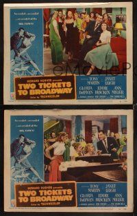 6w718 TWO TICKETS TO BROADWAY 3 LCs '51 Janet Leigh, Tony Martin, Howard Hughes produced musical!