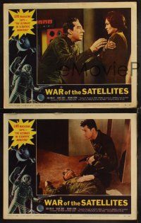 6w723 WAR OF THE SATELLITES 3 LCs '58 Roger Corman sci-fi, Dick Miller, Susan Cabot!