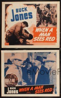 6w538 WHEN A MAN SEES RED 4 LCs R40s action images from Buck Jones western!