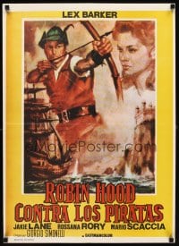 6y027 ROBIN HOOD & THE PIRATES Argentinean 21x29 '61 art of Lex Barker in title role!