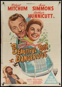 6y454 SHE COULDN'T SAY NO Aust 1sh '54 stone litho, Simmons & Mitchum, Beautiful But Dangerous!